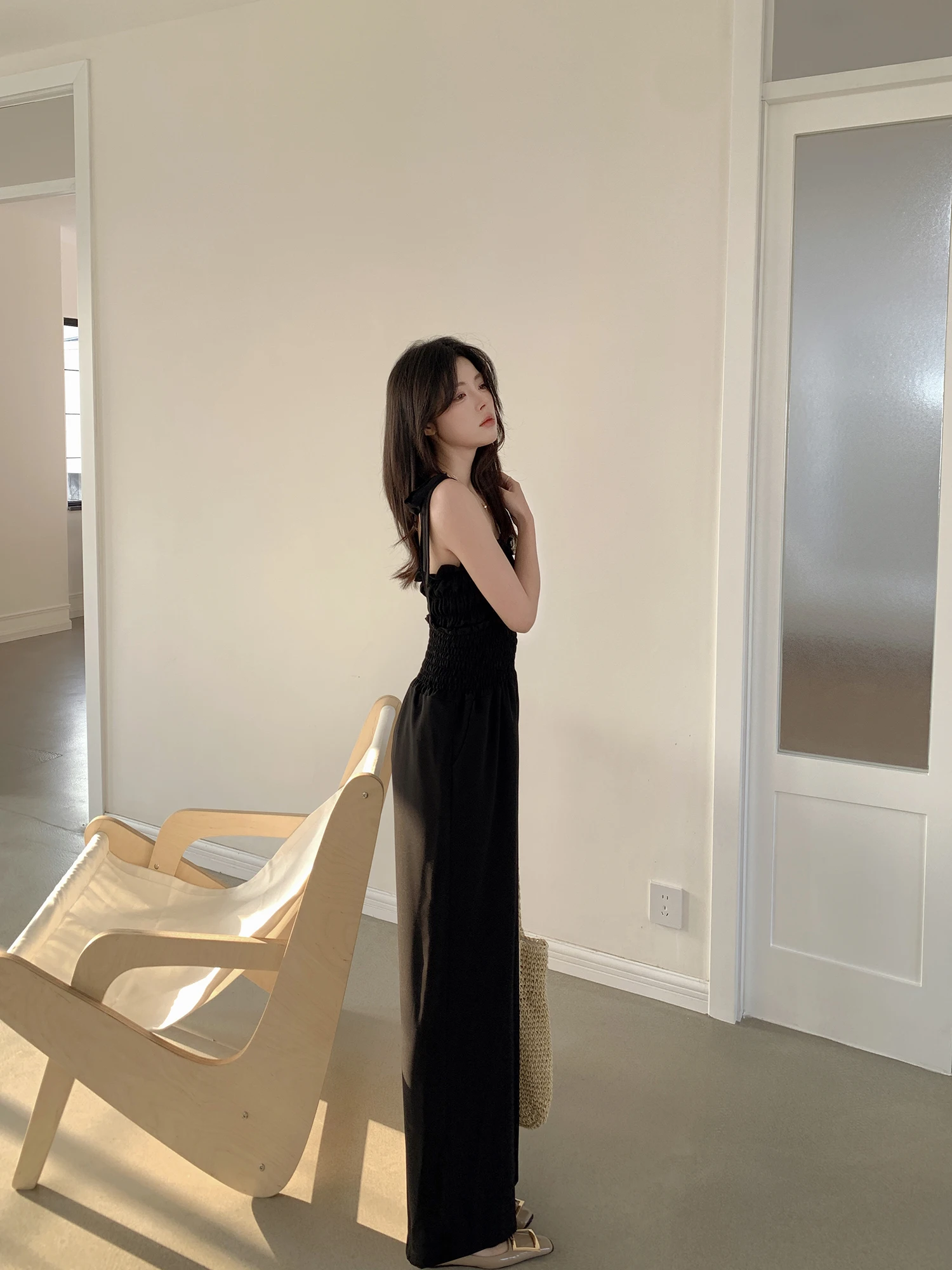 

Женские плиссированные брюки-комбинезон Bla Strap Rer с высокой талией, широкими штанинами, длиной в пол, для похудения, для повседневной носки