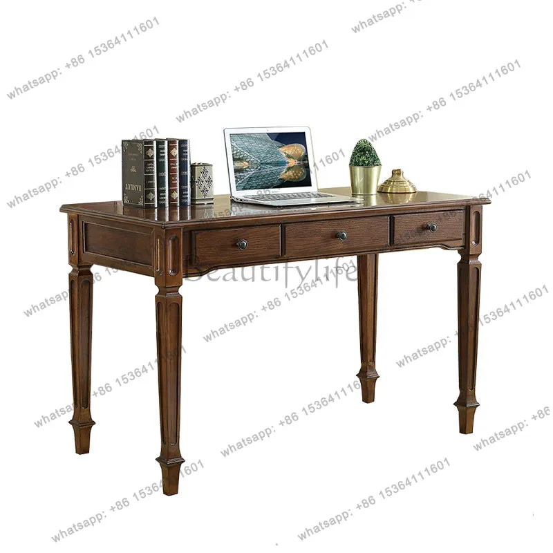 

American all-solid wood home desk simple study furniture computer desk learning