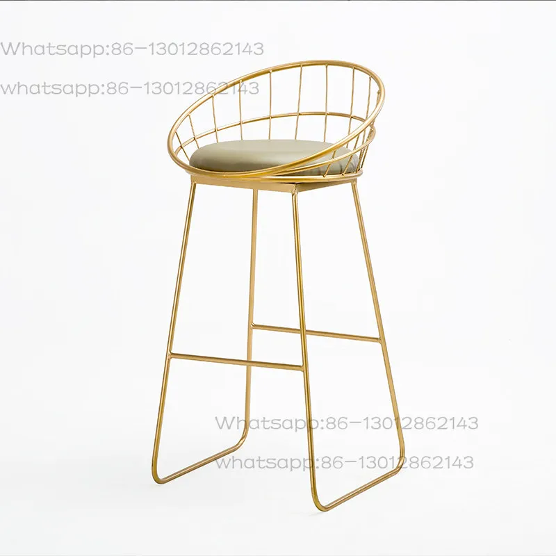 Iron Art High Foot Bar Chair Coffee Shop Front Desk Backrest High Foot Stool Bar Milk Tea Shop Dining Chair Clothing Shop Chair
