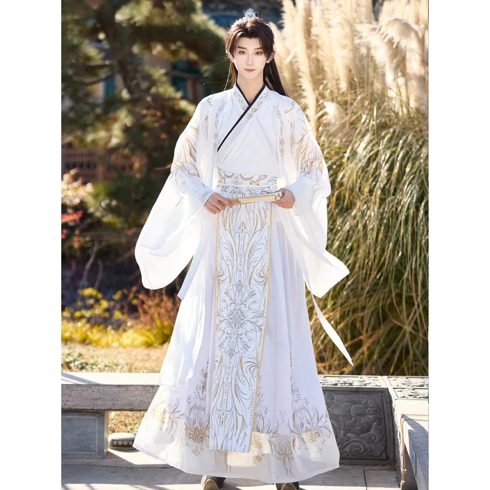 men's-chinese-style-hanfu-white-swordsman-robe-elegant-cross-collar-ancient-costume-set