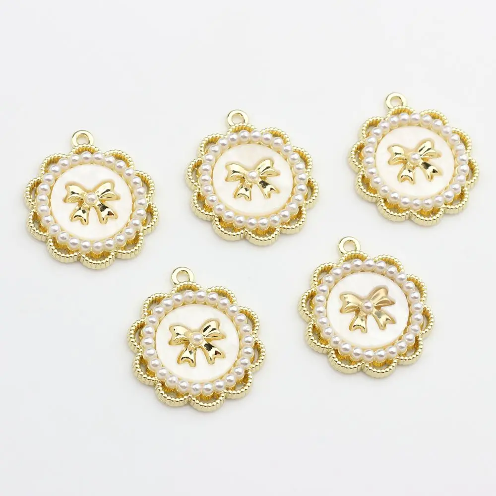 Zinc Alloy Enamel White Inlay Resin Lace Flowers Base Earring Connector 6pcs/lot For DIY Fashion Earrings Making Accessories
