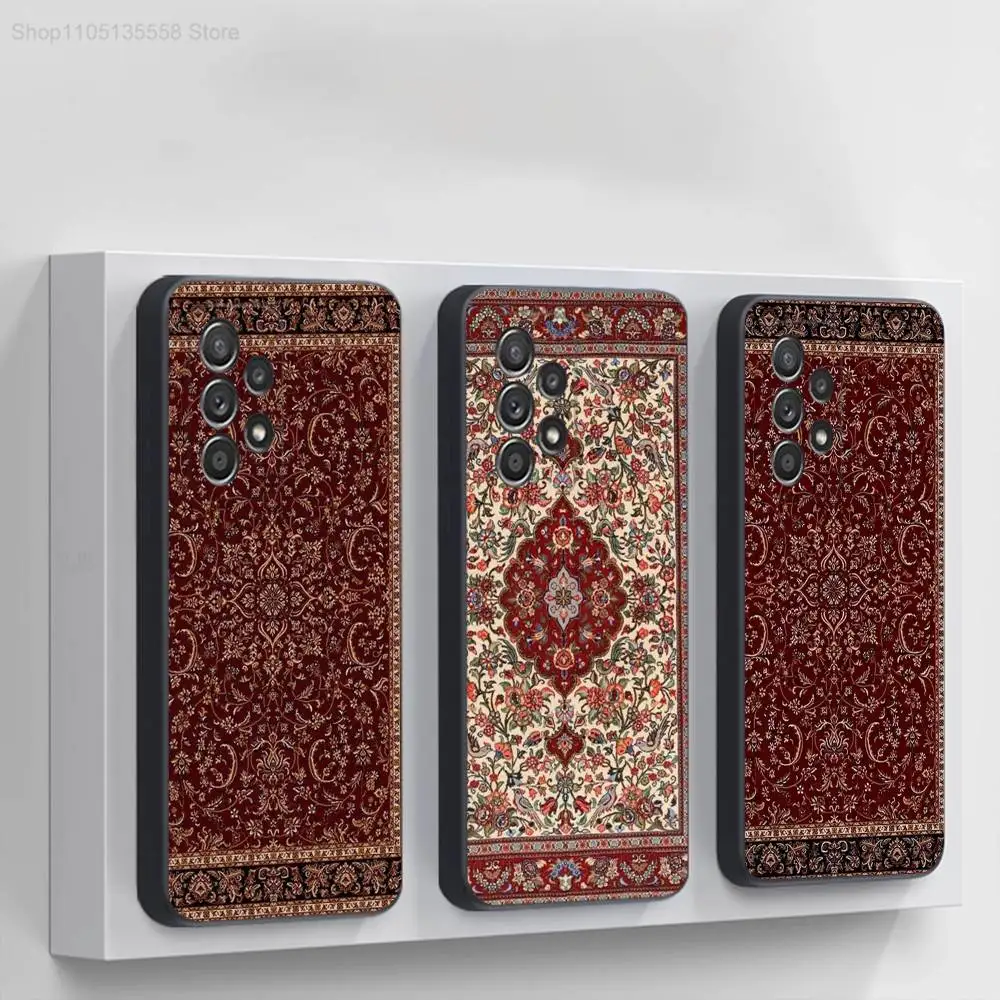 

Arab Persian Carpet Floral Painting Phone Case For Samsung S 25,24,23,22,30,21,10,9,Ultra,Plus,Lite,FE,4,5G Black Soft Case
