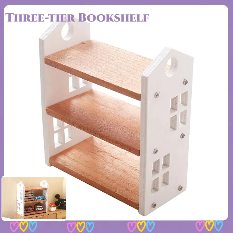 1:12 dreistufiges Miniatur-Bücherregal, Aufbewahrungsregal, Ausstellungsstand, Möbel, Modell, Dekor, Spielzeug, Puppenhaus-Zubehör