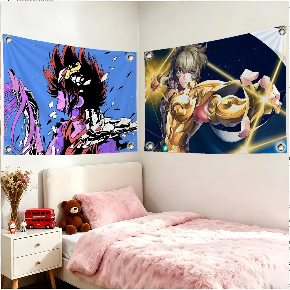 Anime Fantasy Saint Seiya Flags Four Ring Borderless Art Decor Indoor Outdoor Use Simple Hang And Install