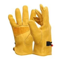 Guantes de trabajo de cuero de vaca amarillo para hombre, Protector de seguridad para trabajo pesado, mecánico de soldadura, 1 par