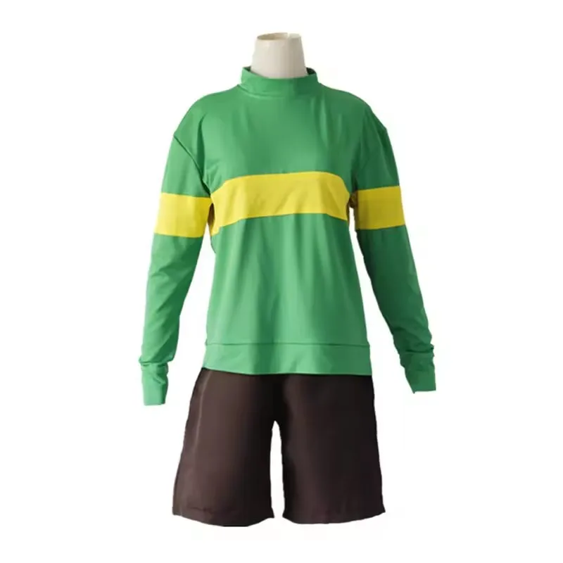 アニメゲーム Undertale Frisk キャラコスプレ衣装 Andertail スウェットハイカラー長袖服ショーツ