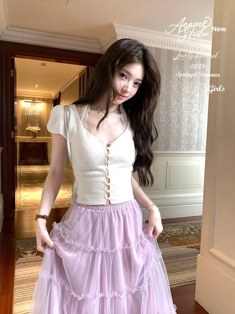 

Princ Sle Acaine Lace Trim Strapl Brtte Women's Vest Top Polyester Fabric No Chest Pad Regular Length Summer 2025