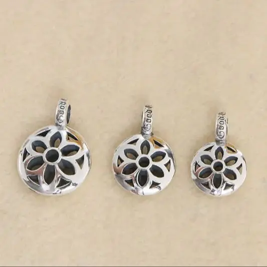 Leisure accessories, ethnic style, personalized hang tag pendant, women's necklace, s925 pure silver cherry blossom pendant, men