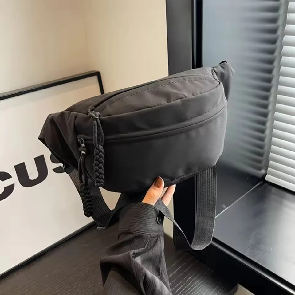 

Женская легкая нейлоновая поясная сумка большой вместимости на молнии с несколькими отделениями, стильная и практичная для повседневного использования