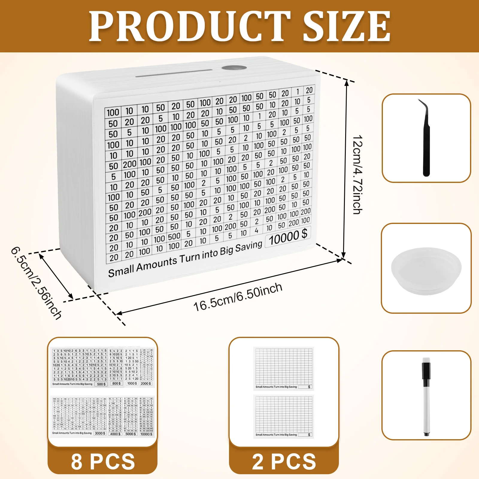 صندوق نقود خشبي قابل لإعادة الاستخدام صندوق توفير المال مع أهداف توفير المال عداد الحرف أصبع أرقام البنك صناديق هدايا الأطفال #4