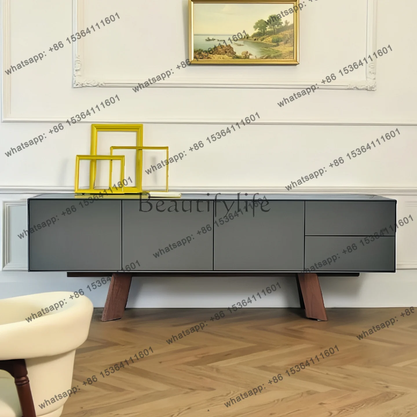 Italian minimalist audio-visual cabinet, piano paint, living room TV, basement cabinet, storage, personalized customizationFacto