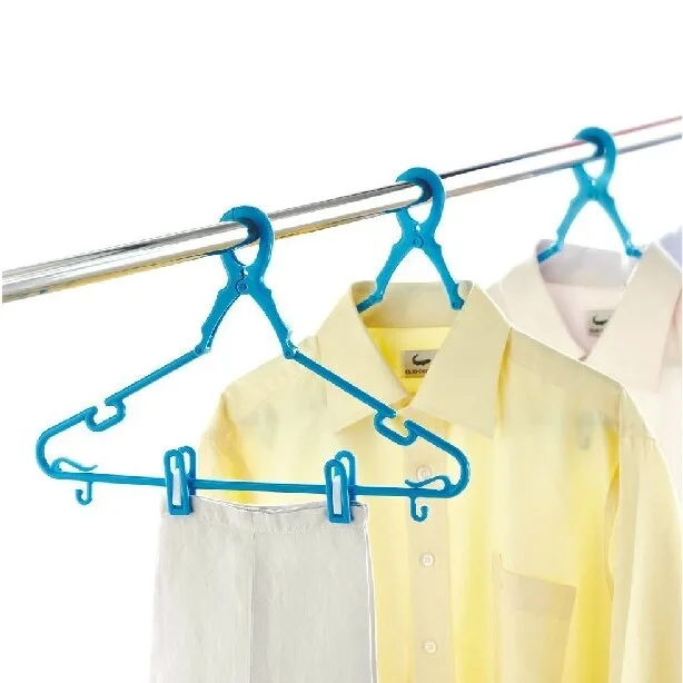 Percha de Plástico para Ropa HSBC Trustwind con Pinza para Pantalones, Percha de Plástico Resistente al Viento 32087, Organizador de Almacenamiento para el Cuidado de la Ropa