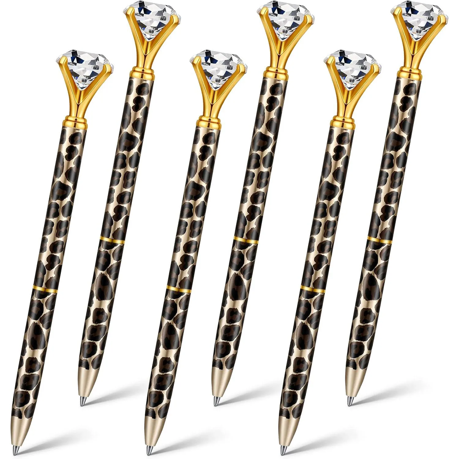 

Набор из 6 ручек с бриллиантами и кристаллами, дизайн «Леопард»/«Гепард», для женщин, на свадьбу, для невесты, на девичник, для офиса, для вечеринок, подарки, золотистые, с бриллиантовой оправой