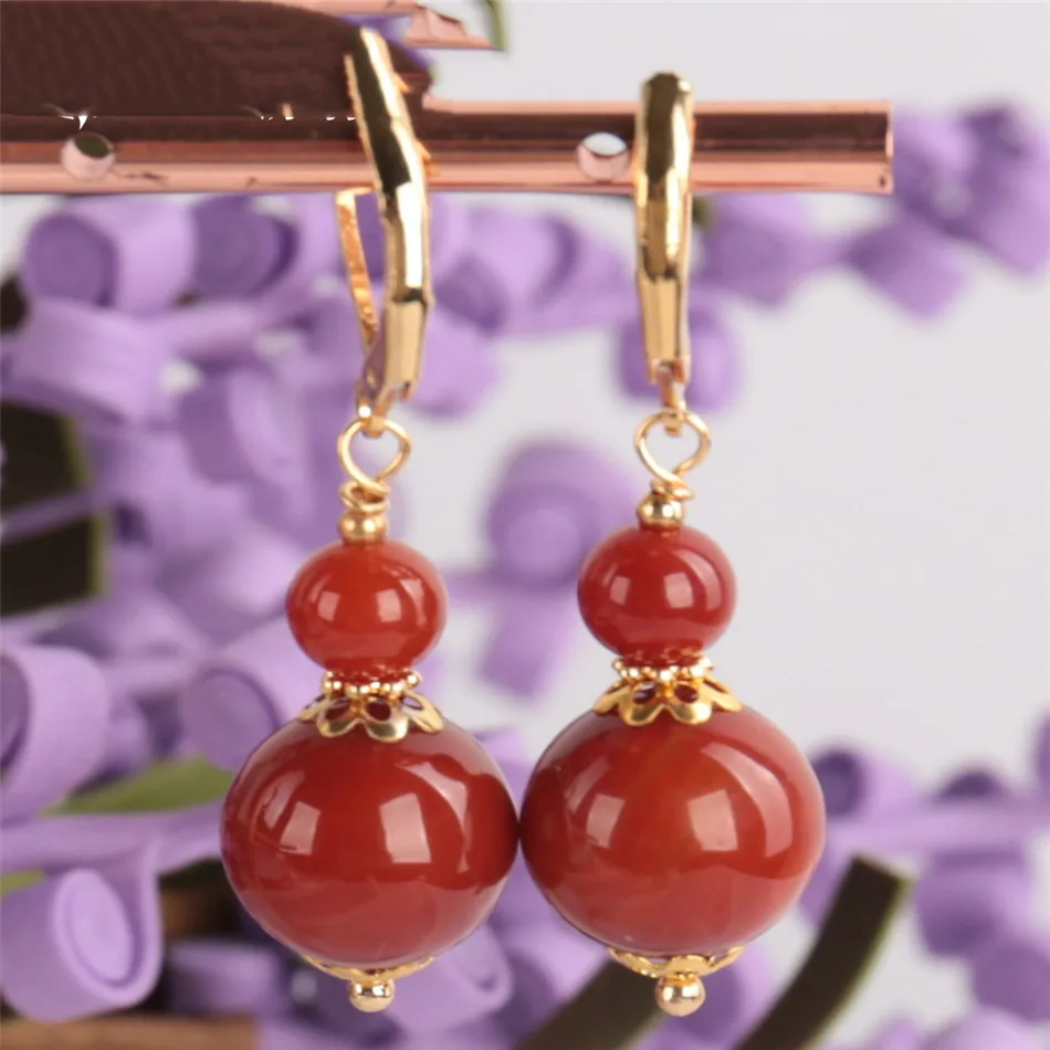 Southern red agate Gemstone Earring 18KGP Dangle Holiday gifts Anniversary Unisex Office Party Modern Drop Art Beaded Platinum