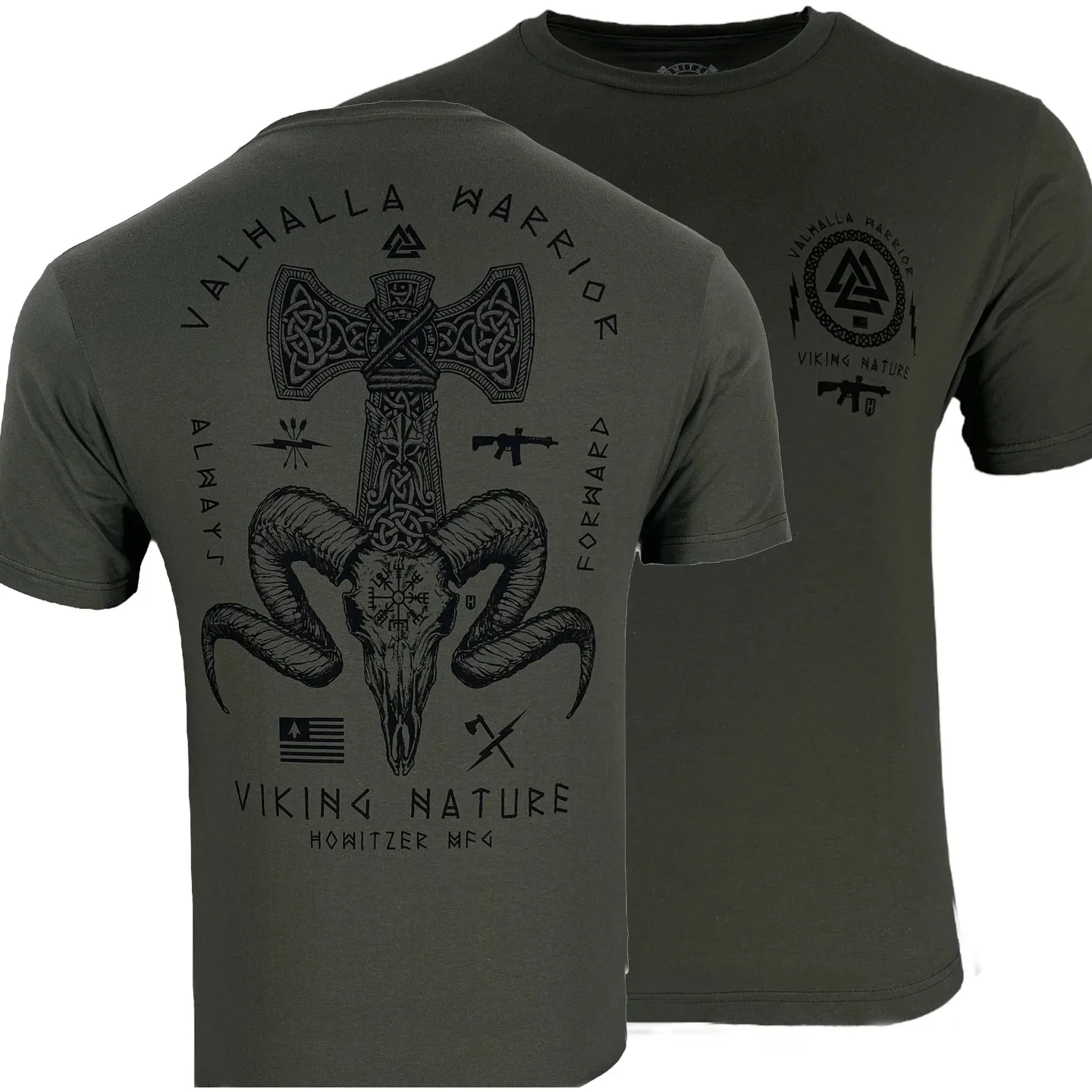 Nature Ram Skull Valahlla Warrior Military Grunt T-Shirt 100% Cotton O-Neck Summer Short Sleeve Casual Mens T-shirt