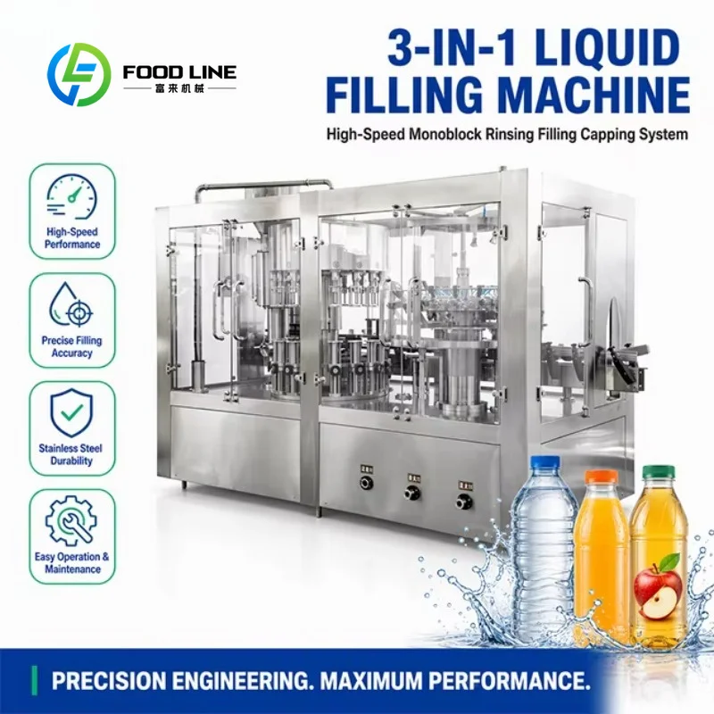 Customized rinser filler capper 3 in 1 fully automatic PET bottle filling machine stainless steel for water juice beverage plant