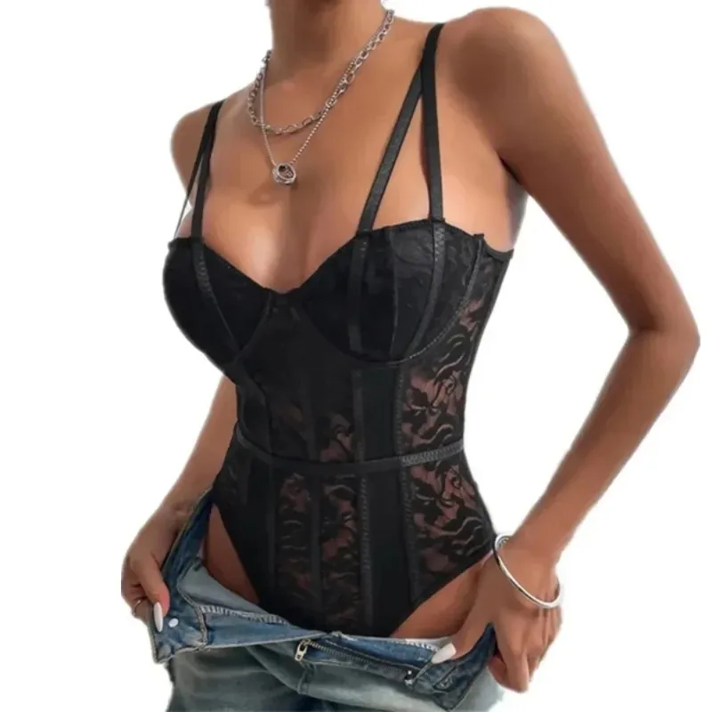 Sexy Lace Bodysuits Ropa Mujer Bottom Thin Jumpsuit Women Summer Overalls Playsuit Women Clothing Jumpsuits Macacao Feminino