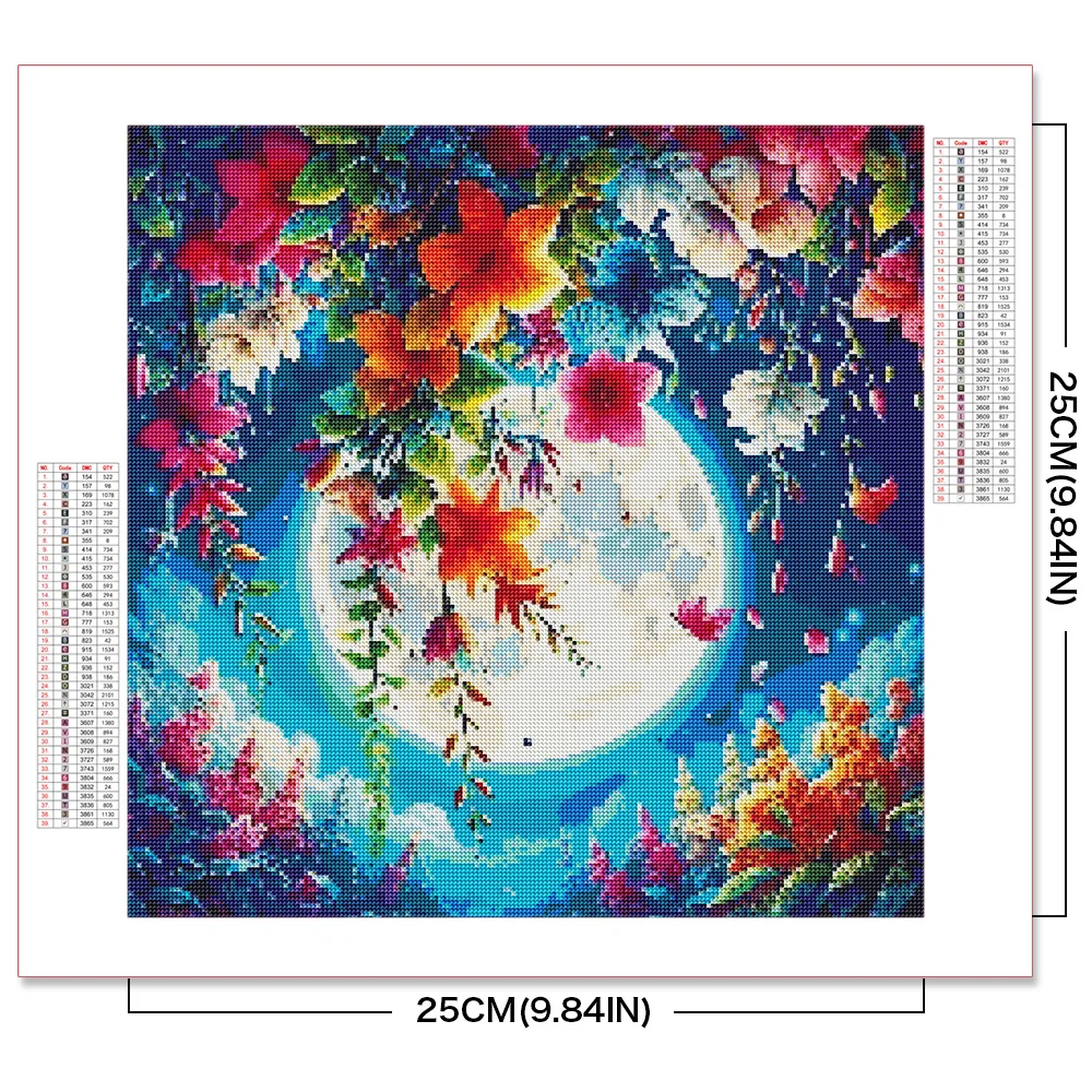 EverShine 2024 New Diamond Mosaic Moon Flower Adult Craft Painting Landscape DIY Hobby Full Drill Embroidery Sale Gift For Women