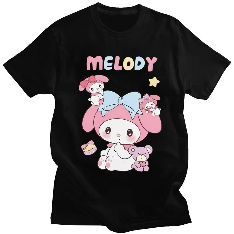

Custom Mens Sanrio Anime My Melody And Kuromi T Shirt Short Sleeves Cotton Tshirts T-shirt Casual Tee Loose Fit Clothing