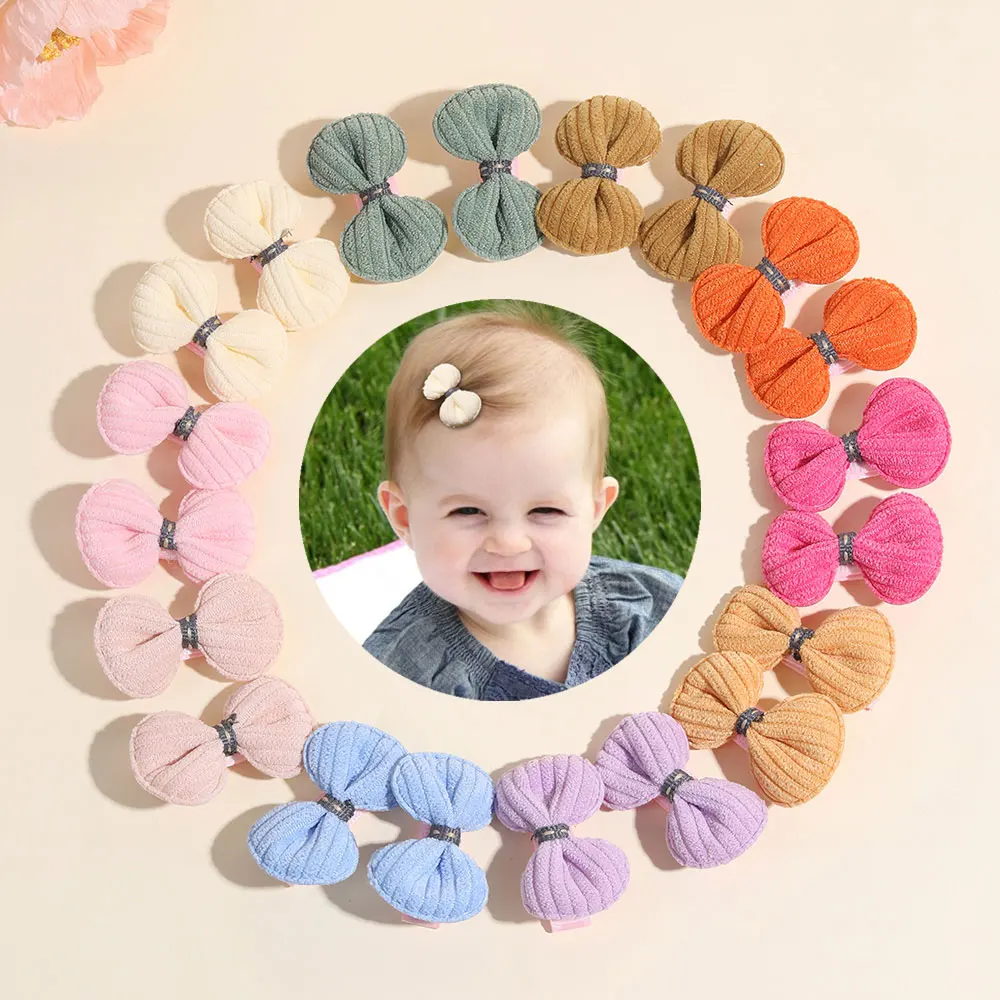 

20Pcs Baby Hair Bows Clips Children Mini Flannel Bowknot Hairpin Handmade Headwear Kids Hair Accessories Infant Barrettes