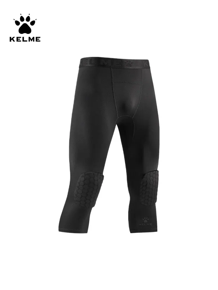 Kelme Knee Protection Basketball Capris Men\'s Honeycomb Anti-collision Belt Leg Protection Training Leggings