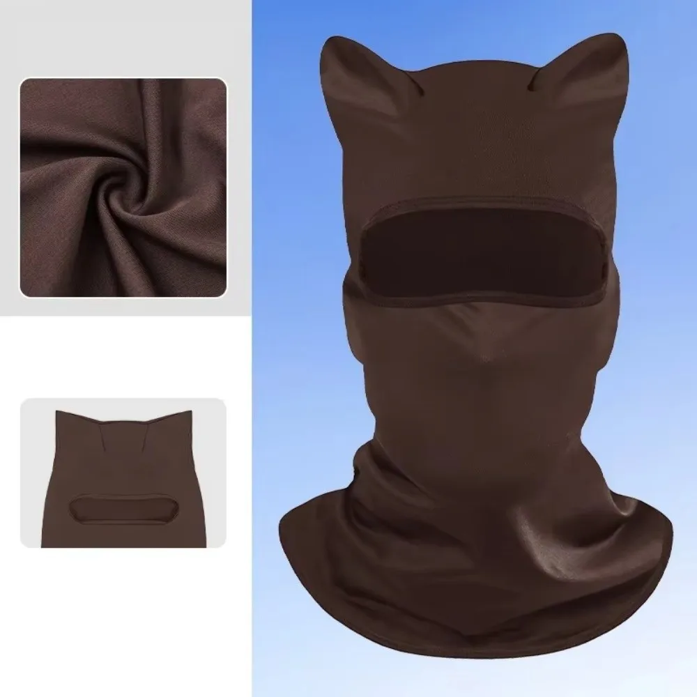Polyester Fiber Cat Ear Face Mask Sun Protector Windproof Neck Gaiter Bandana Hood Hat Quick Dry Sunscreen Masque