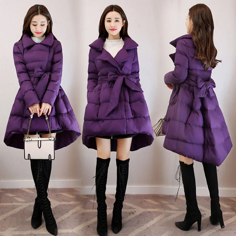 Veste chaude d'hiver pour femme, manteau en coton épais, col de costume moyen à Long, ligne a, édition coréenne, vêtements tendance, 2025