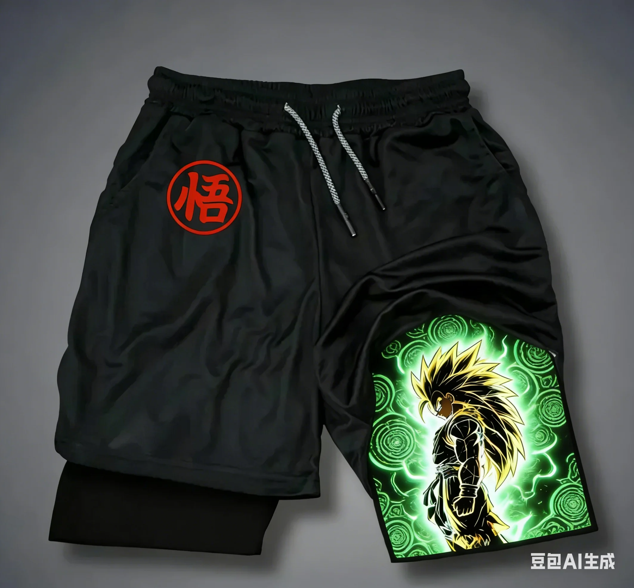 

2026-2027 Trendy Brand Dragon Ball Shenron Double-Layer Shorts, Fake Two-Piece Design, Loose and Versatile Couple Shorts