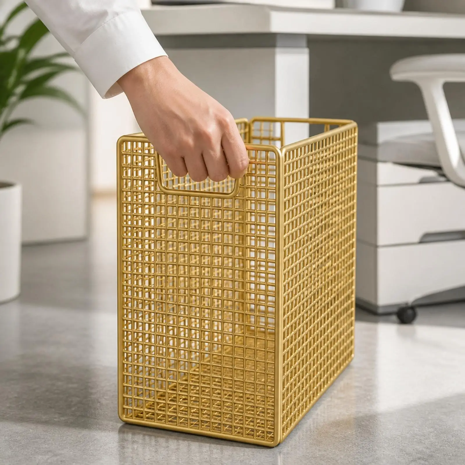 Sturdy Iron Storage Basket Trolley on Wheels with Handle for Office Study Room Organization
