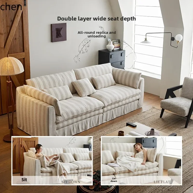DSA wind linen cotton and linen fabric can be fully disassembled and washed cream wind super soft straight row down