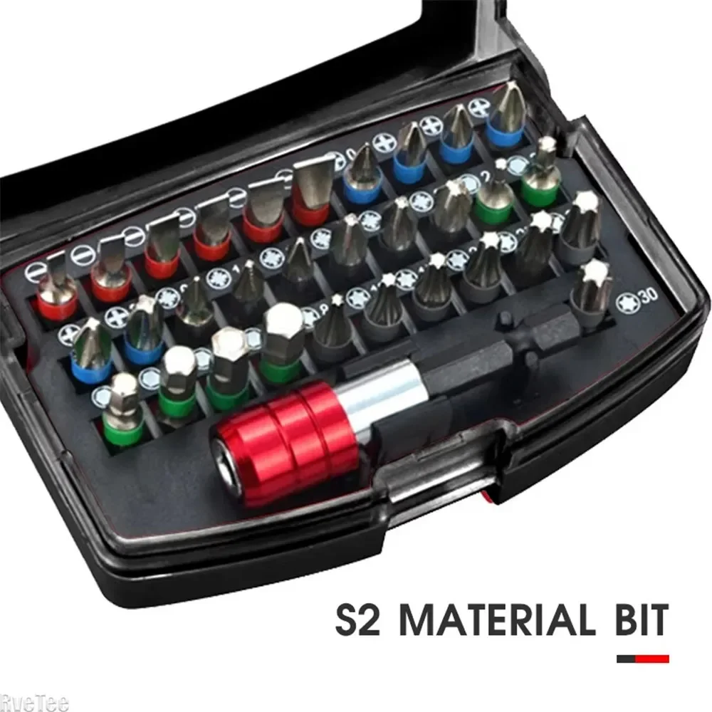 32Pcs Electric Screwdriver Bits Set S2 Torx Bits Socket Quick Release Connector Complete Tool Kits Home-appliance Repair Tools