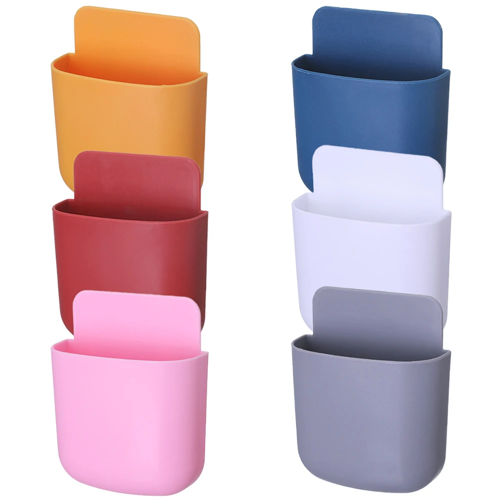 

6Pcs Wall Mount Phone Organizer Remote Controller Storage Box Punch-Free Phone Holder
