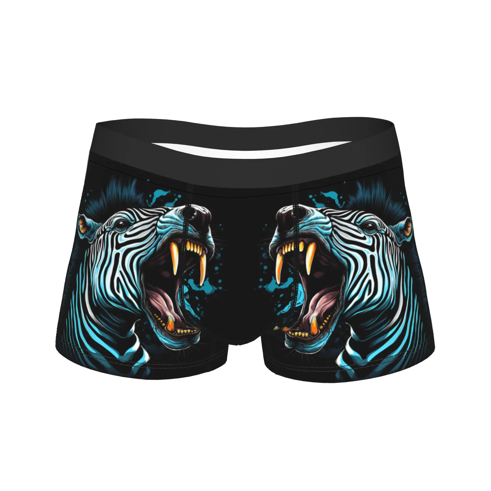 

Zebra Big Mouth strip color Trunk 3D Pouch Underwear Quality Design Boxer Brief Elastic Men Panties Plus Size