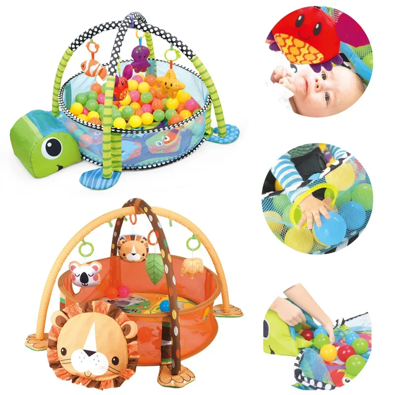 Baby Activity Gym & Playmat  Educational Fitness Mat Cartoon Animals Crawling Game Blanket for Newborns Babies Toddlers Gifts