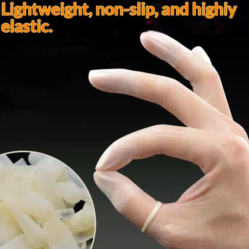 50Pcs Dustless Non-slip Latex Cover Transparent Frosting Disposable Finger Cover Anti-static Workplace Fingertips Protector