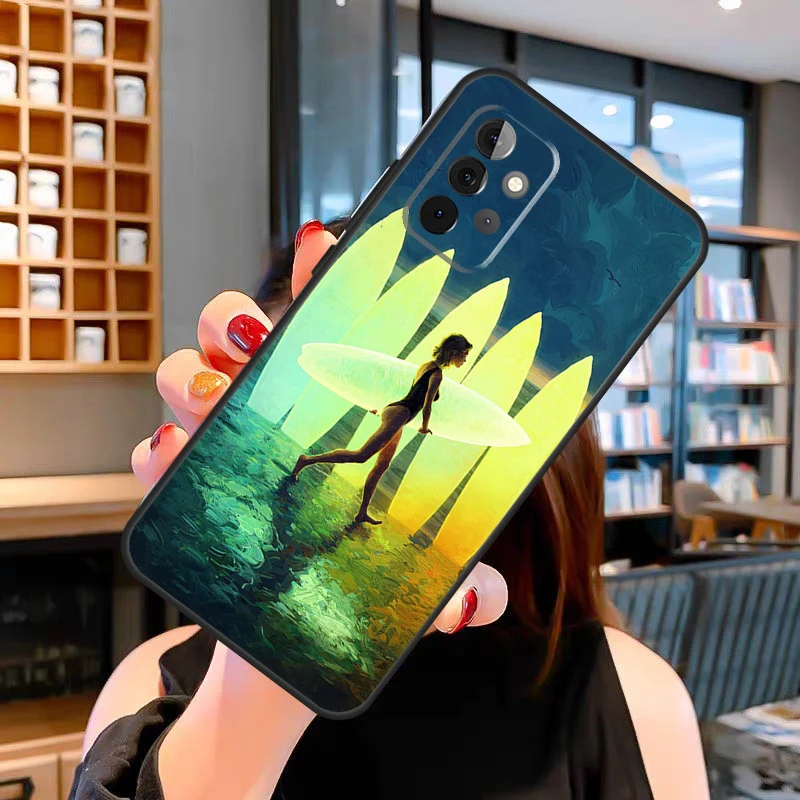 Surf Art Surf Girl Fall für Samsung Galaxy A14 A34 A54 A31 A41 A51 A71 A13 A33 A53 A12 A22 A32 A52 s Abdeckung