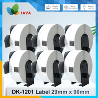 6 Rolls Label tape DK-11201 Label 29mm*90mm Die-Cut Standard White Paper Address for Brother QL-500/500A/550/560/570/570VM/580N