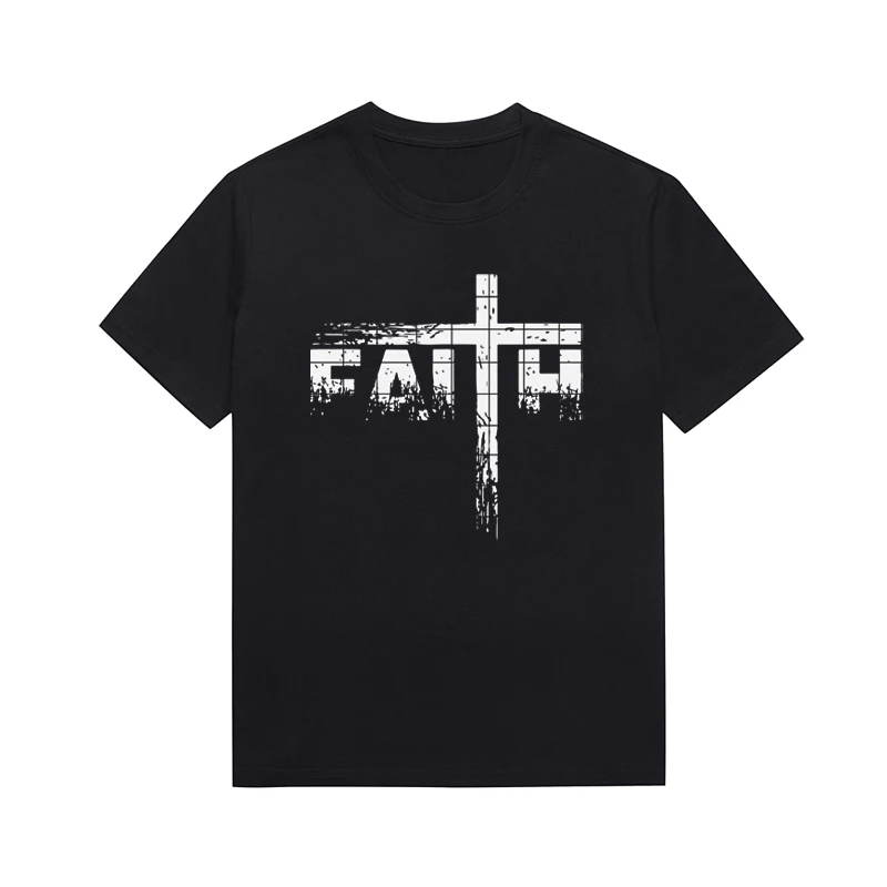 Faith Slogan Tops Trendy Short Sleeve Unisex Top Summer Custom Tee Christian Aesthetic Clothing