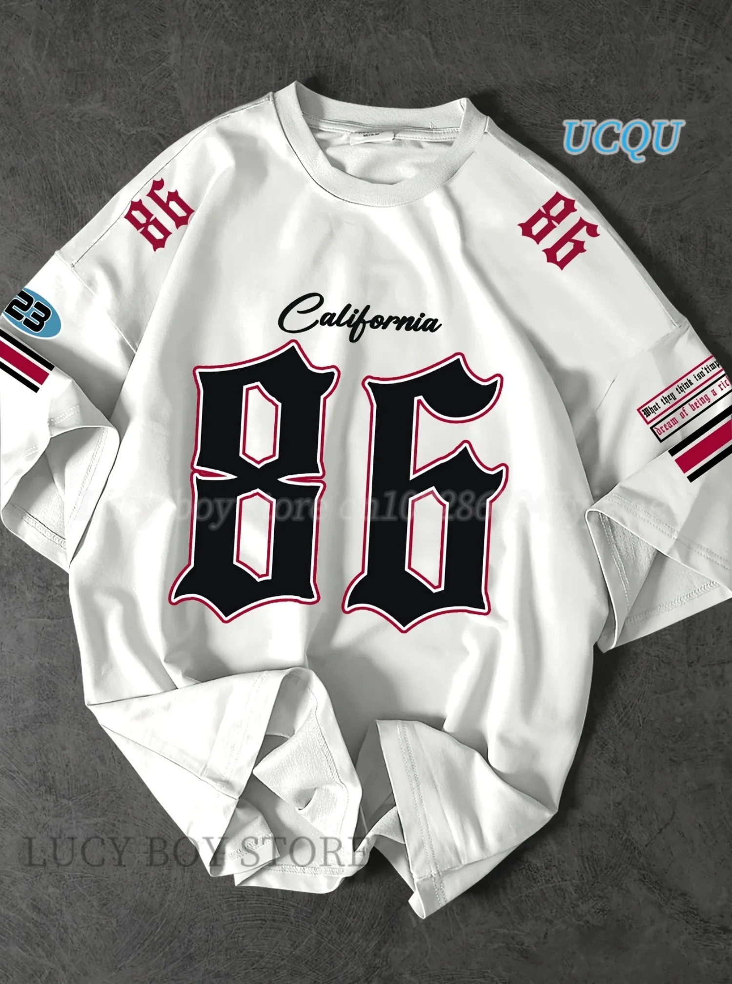 Sportwear Jersey  Men California 86 Printed Short Sleeve T Shirt Man O Neck Racing Football Tee Vintage Casual Tops Men Clothes