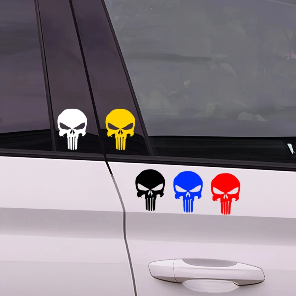 Pegatinas de calavera para coche, calcomanía impermeable, vinilo reflectante, pegatina Punisher para puerta de coche, ventana, espejo retrovisor, decoración de parachoques