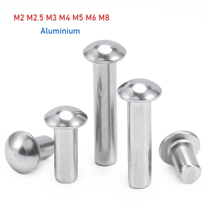 Remaches de aluminio macizo con cabeza redonda, remaches con tapa redonda, M5, M2, M2.5, M3, M4, M6, M8