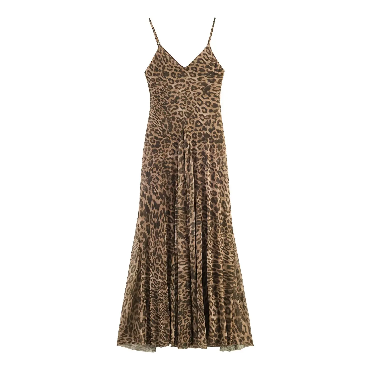 

Withered 2026 European And American Spring New Style Stylish V-neck Sleeveless Strap Animal Pattern Dress For Women