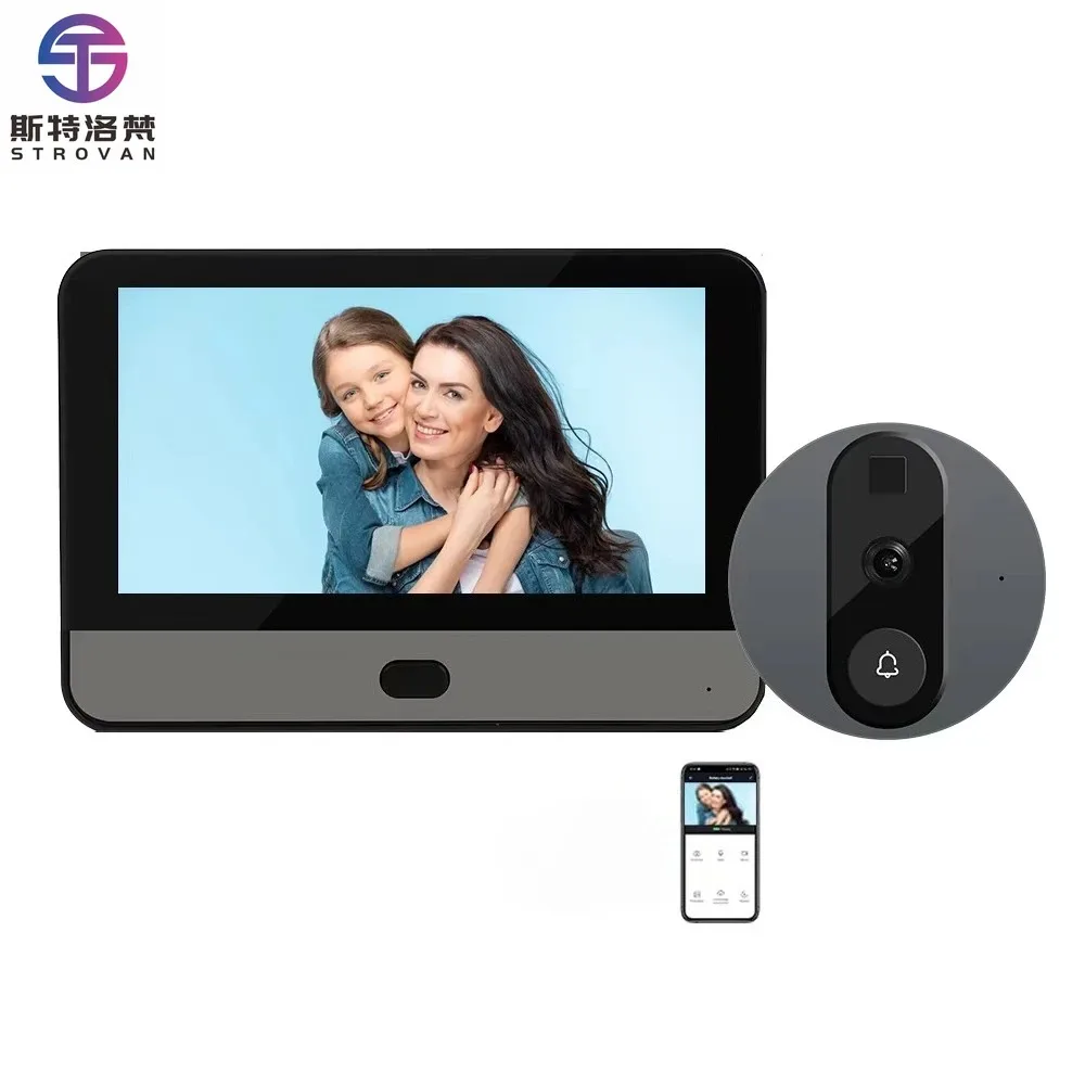 1080P Peephole WiFi Peep Hole Door Viewer Night Vision Smart Video Doorbell PIR Detection APP Control