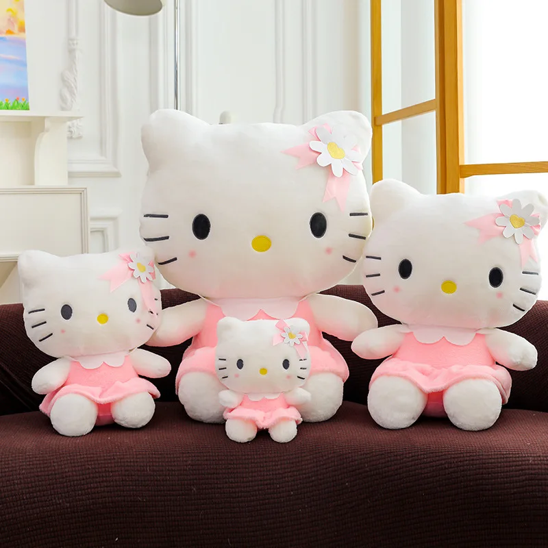 53 cm Kawaii Blume Hello Kitty Plüschtier Cartoon Anime Sanrio Gefüllte Puppe für Kinder Geburtstagsgeschenk Große süße Katze Weiches Kissen