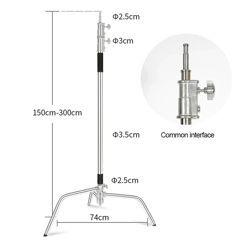 Stainls Steel Heavy photography light profsional multi-function c-stand with Extension Arm Grip