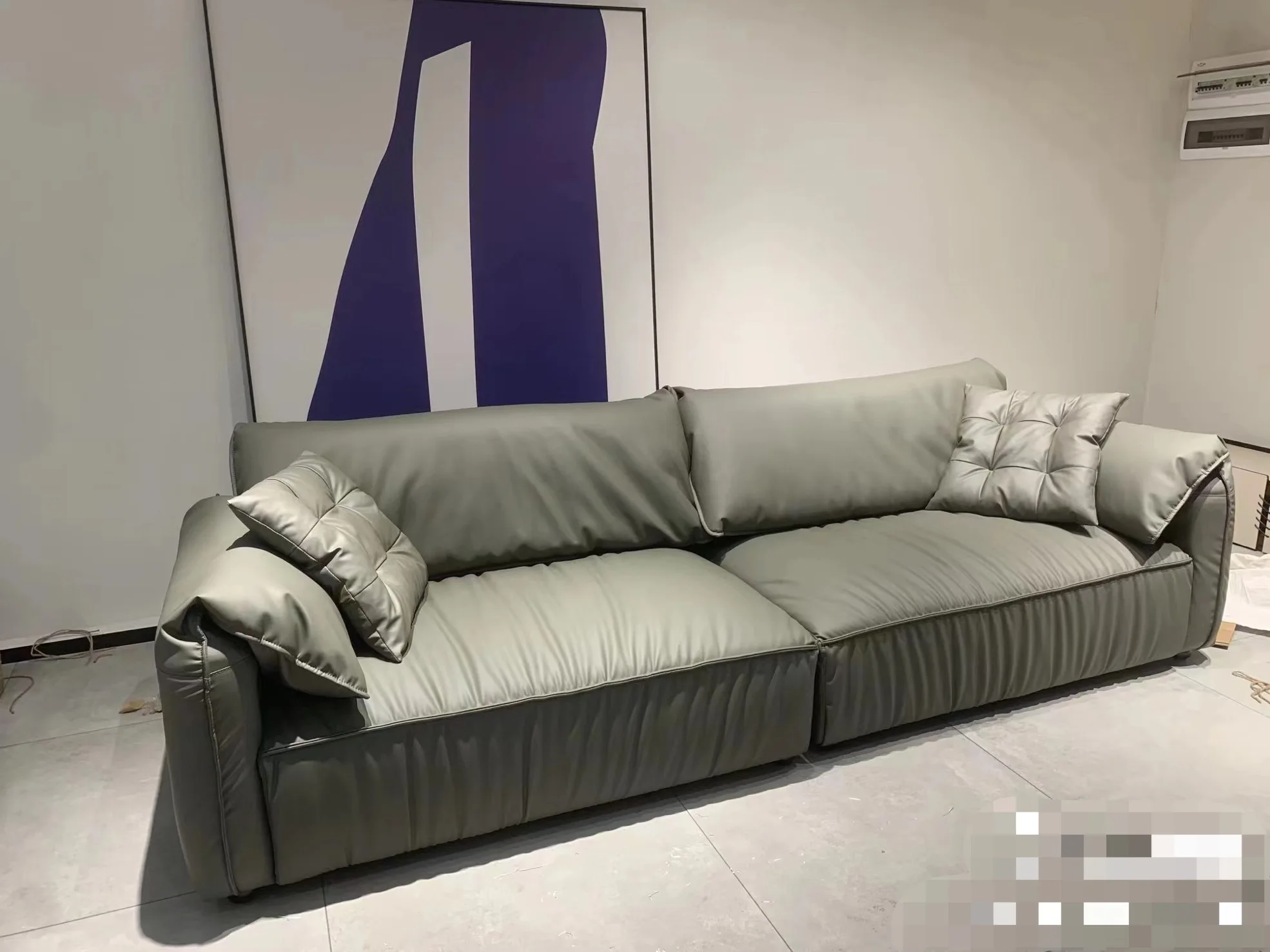 

Диван с ушками слона на заказ, итальянский минималистичный диван для гостиной, современный легкий роскошный пуховый диван, технологичная ткань