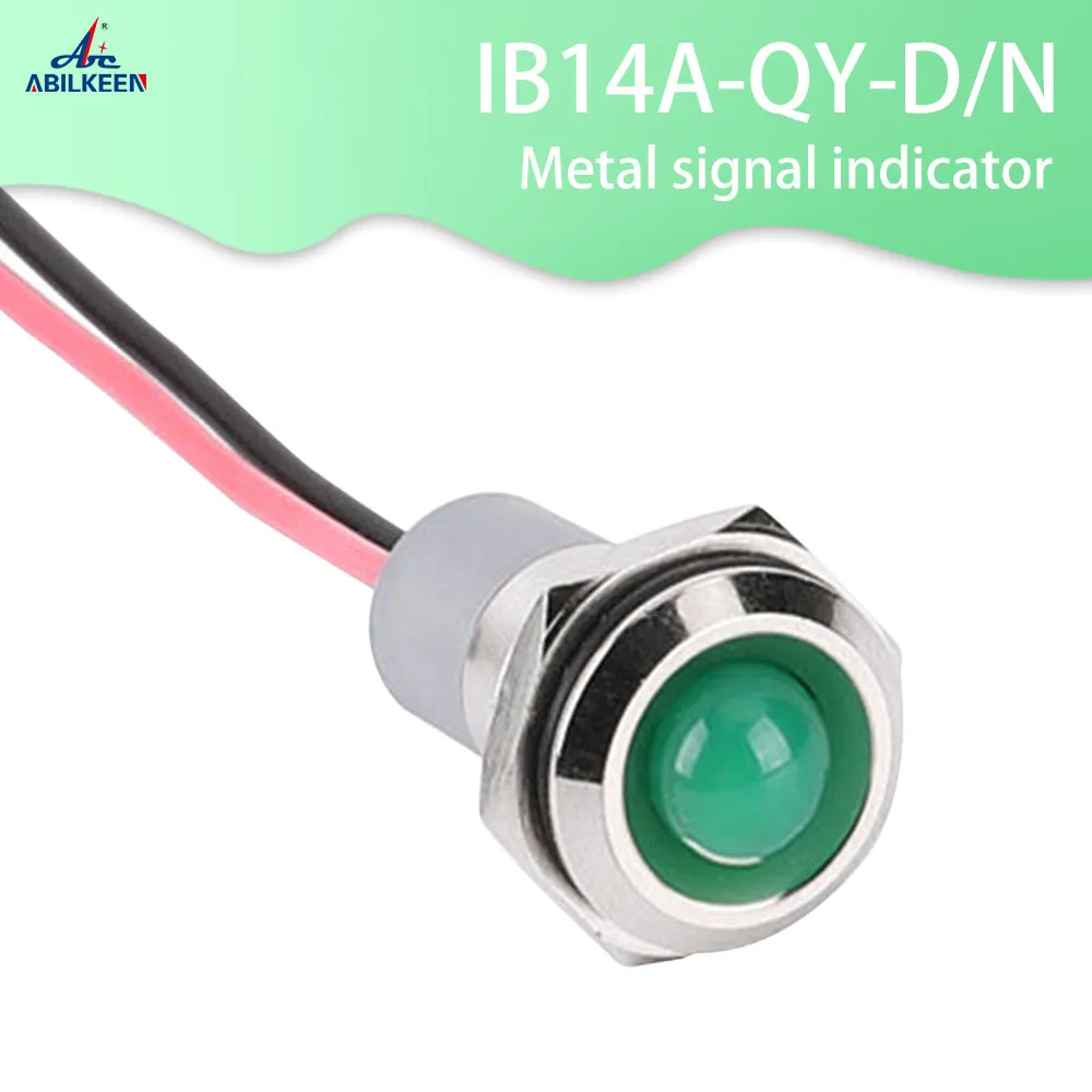 

14mm Waterproof Warning LED Metal Indicator Pilot Light Signal Lamp Electric Equipment 3V/12V/220V 150mm Cable Machine Light