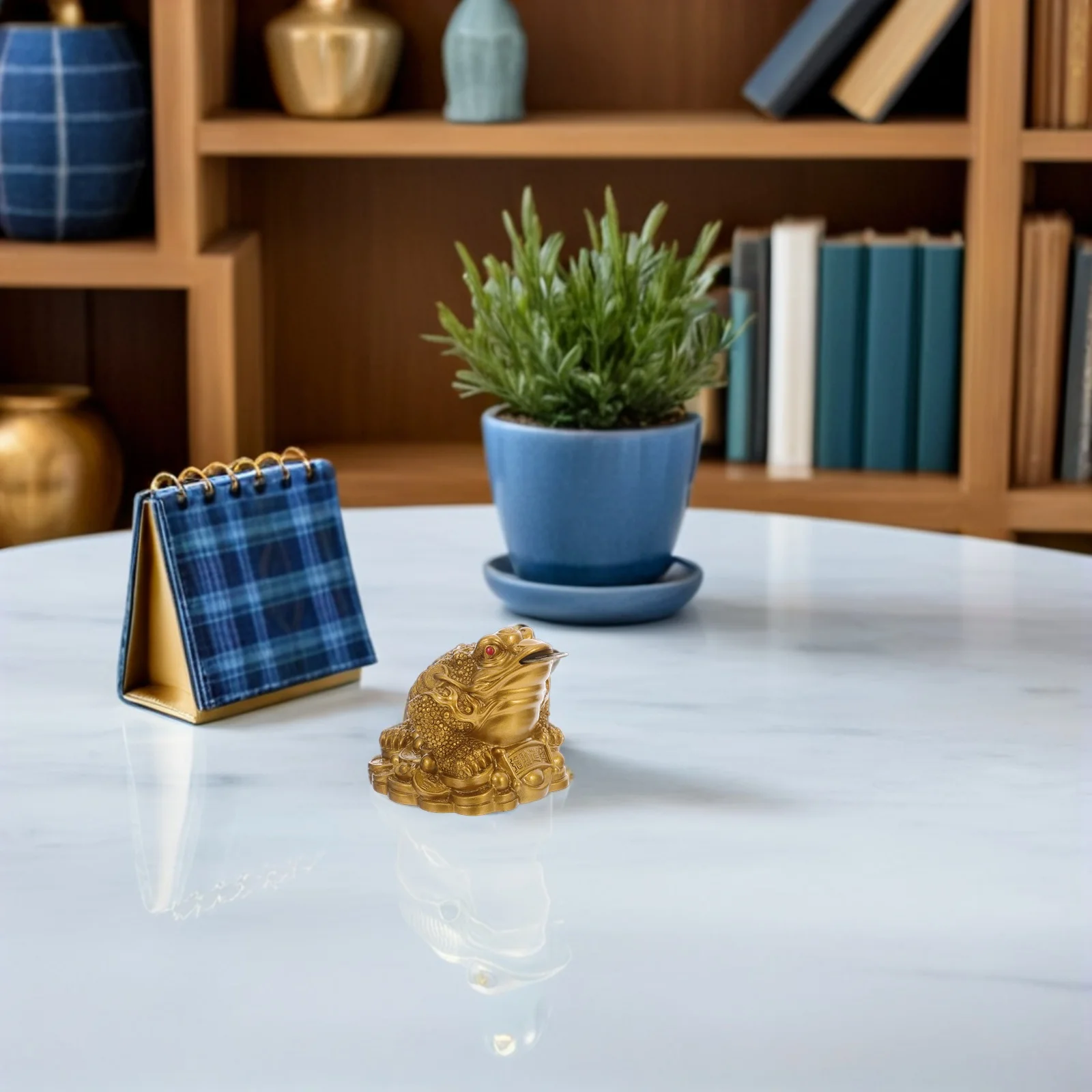 

2Pcs Feng Shui Money Frog Toad Statue Three-Legged Prosperity Wealth Desktop Decorative Tabletop Ornament