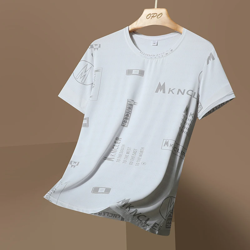 تي شيرت رجالي بأكمام قصيرة ، رقبة مستديرة ، عصري وغير رسمي ، حرير ثلجي ، فضفاض ، رائد فضاء ، Fas