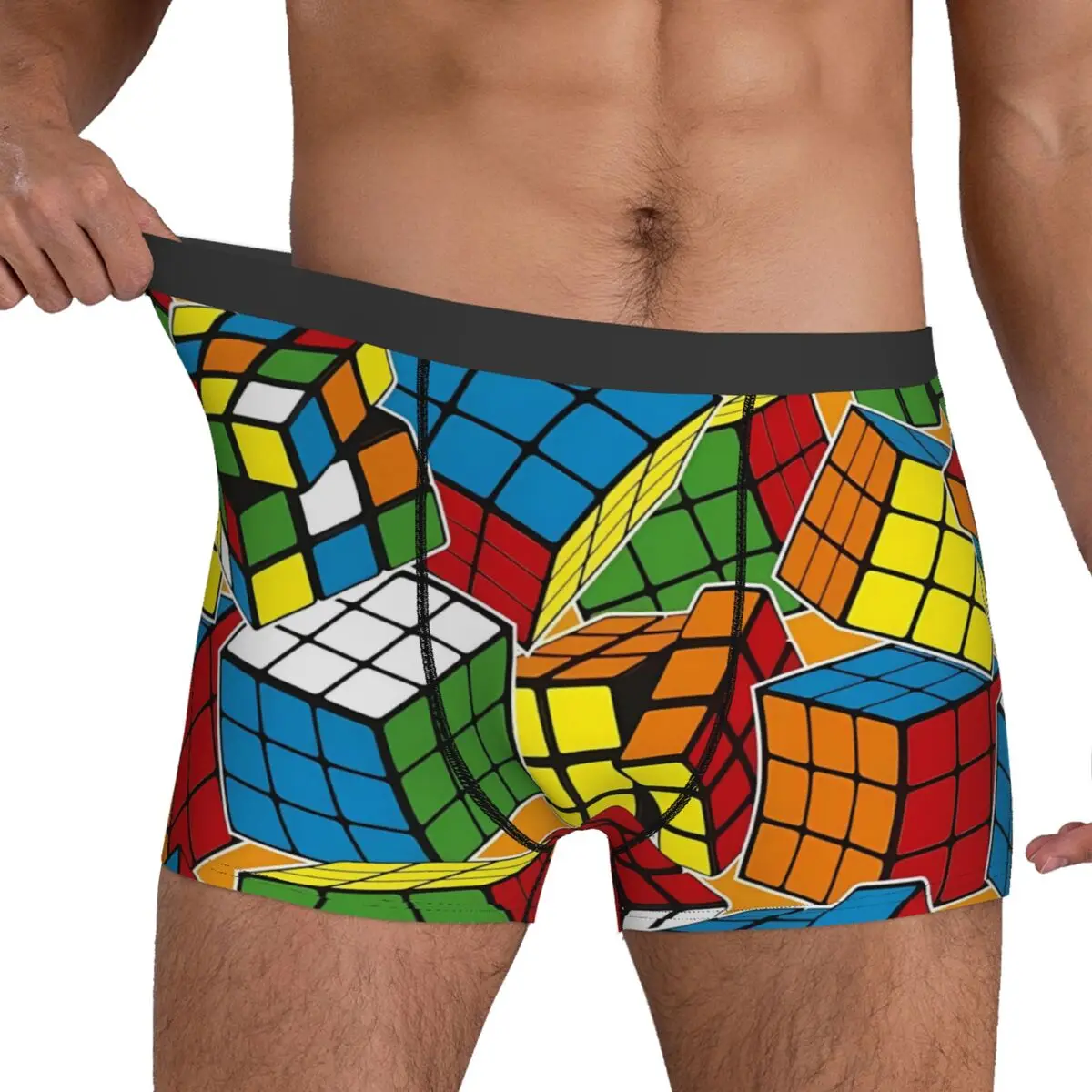 

Magic Cube Print Underwear Funny Speed Cubing Print Boxershorts High Quality Men Underpants Soft Shorts Briefs Gift